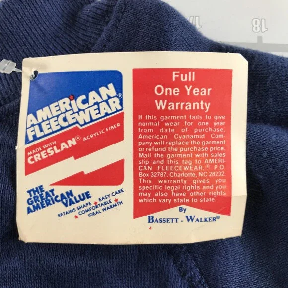 Vintage American Fleecewear Sweatshirt Youth 10-12 Blue Fleece Crewneck USA - Picture 2 of 6